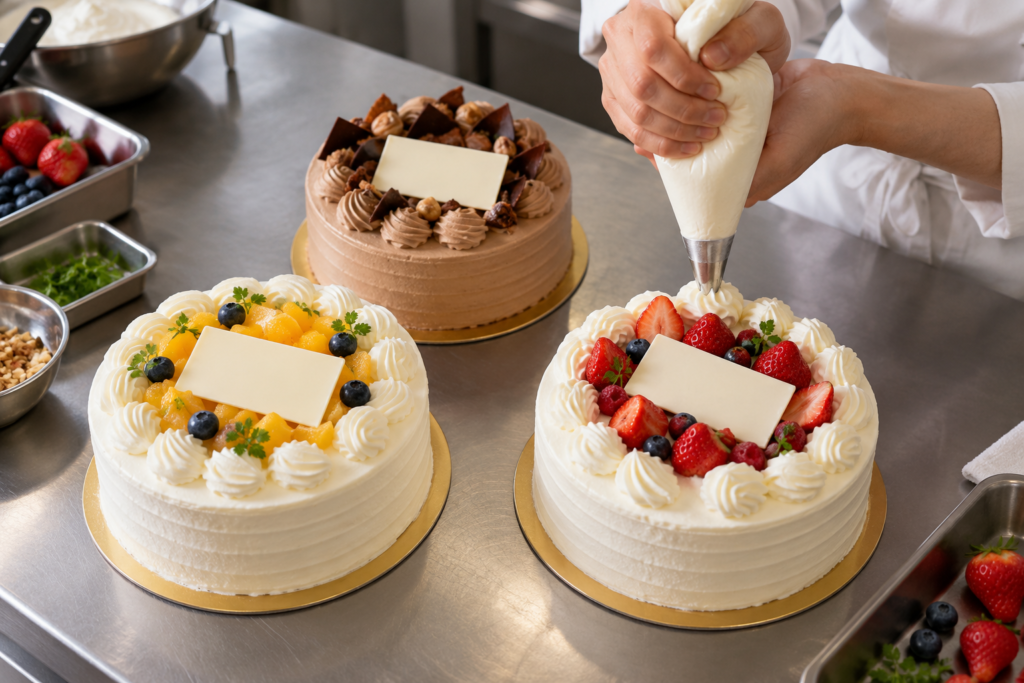 誕生日が多い月 ケーキ屋さん 誕生日ケーキ 仕上げ