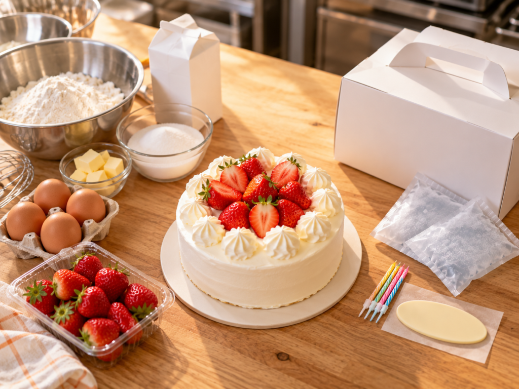 ケーキ 原価率 材料費 箱 保冷剤 ろうそく 1台の原価