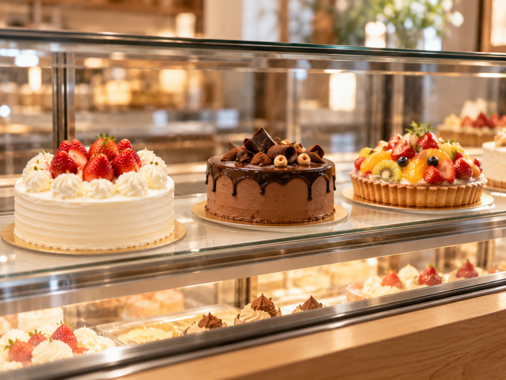 ケーキ屋さん 値上げ 前に 見直す ショーケース ホールケーキ