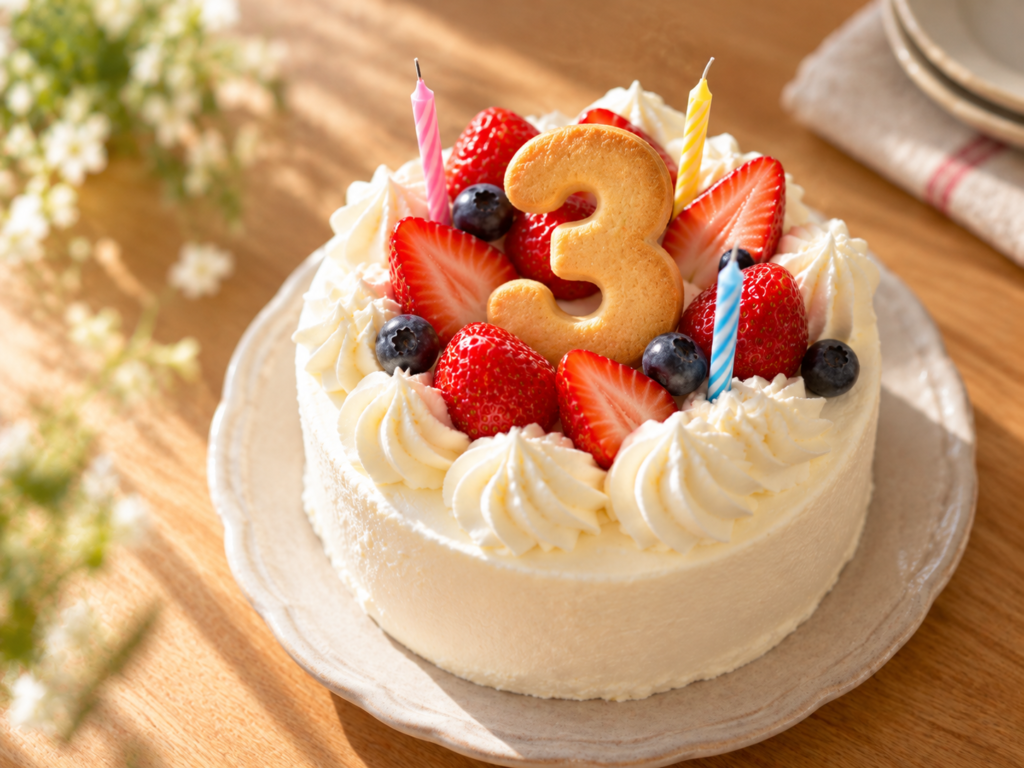 誕生日ケーキ 数字クッキー 名入れ 3歳